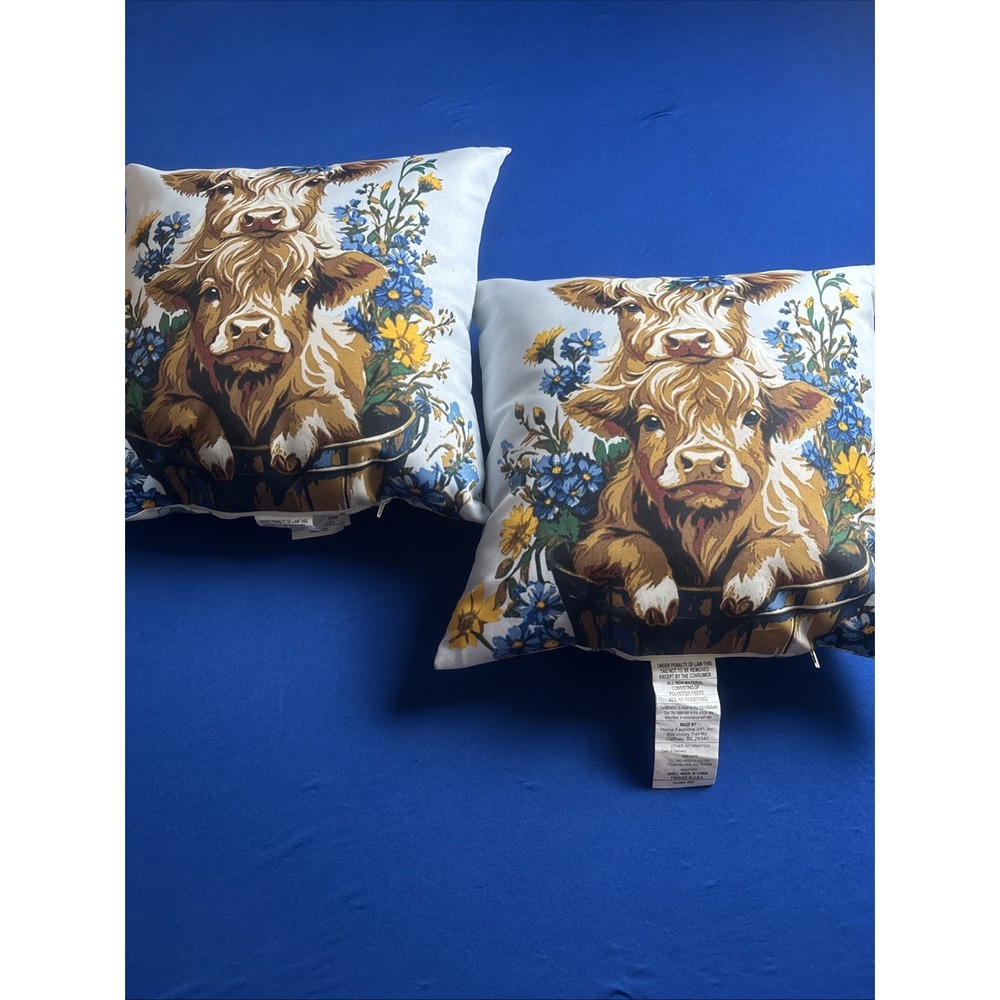 Highland Cow Throw Pillow Set Of 2 Outdoor/indoor Pillows Western New